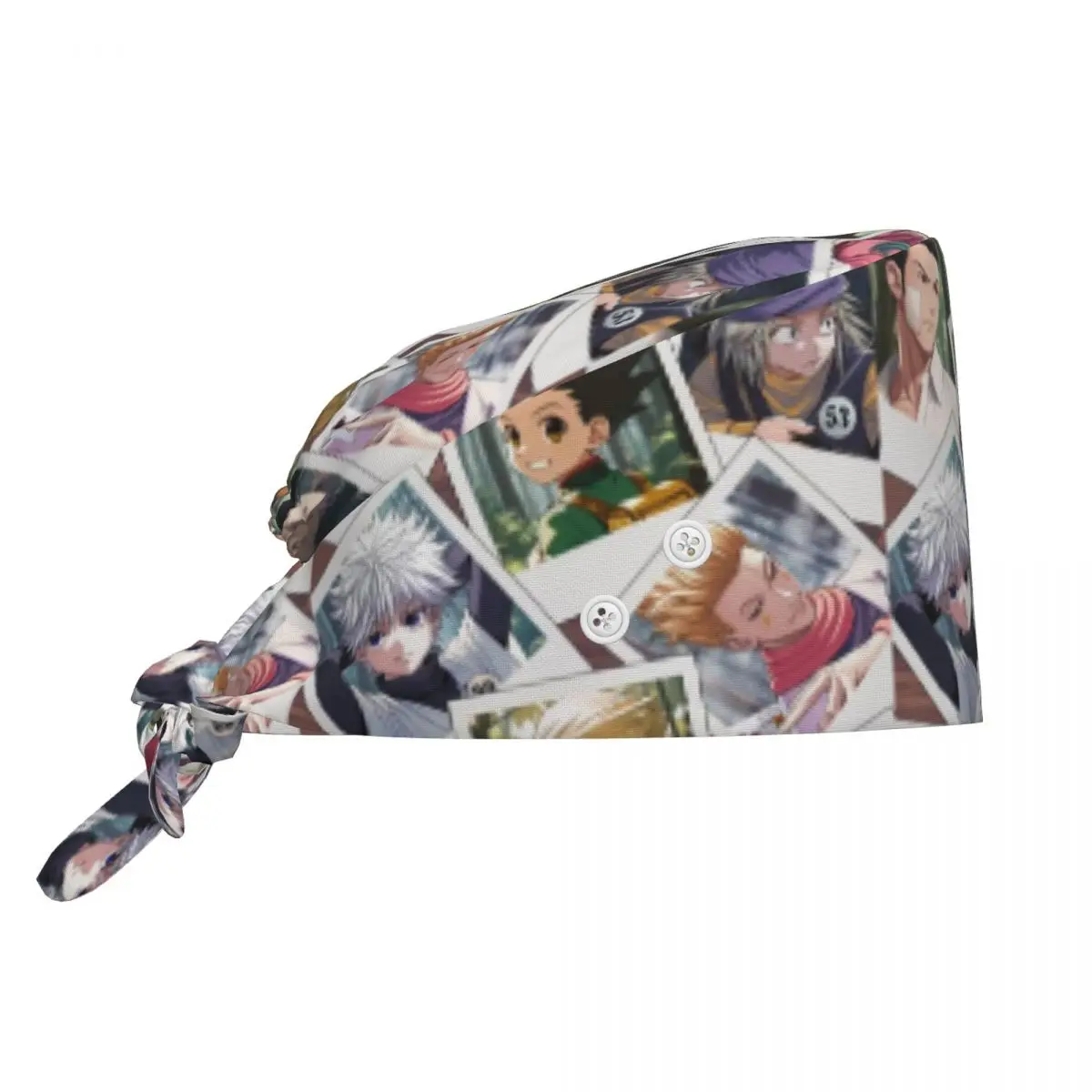 

HXH Anime Breathable Scrub Hat With Buttons Surgical Scrub Caps Unisex Nursing Hair Hats Work Scrubs Hat for Hospital Pharmacy