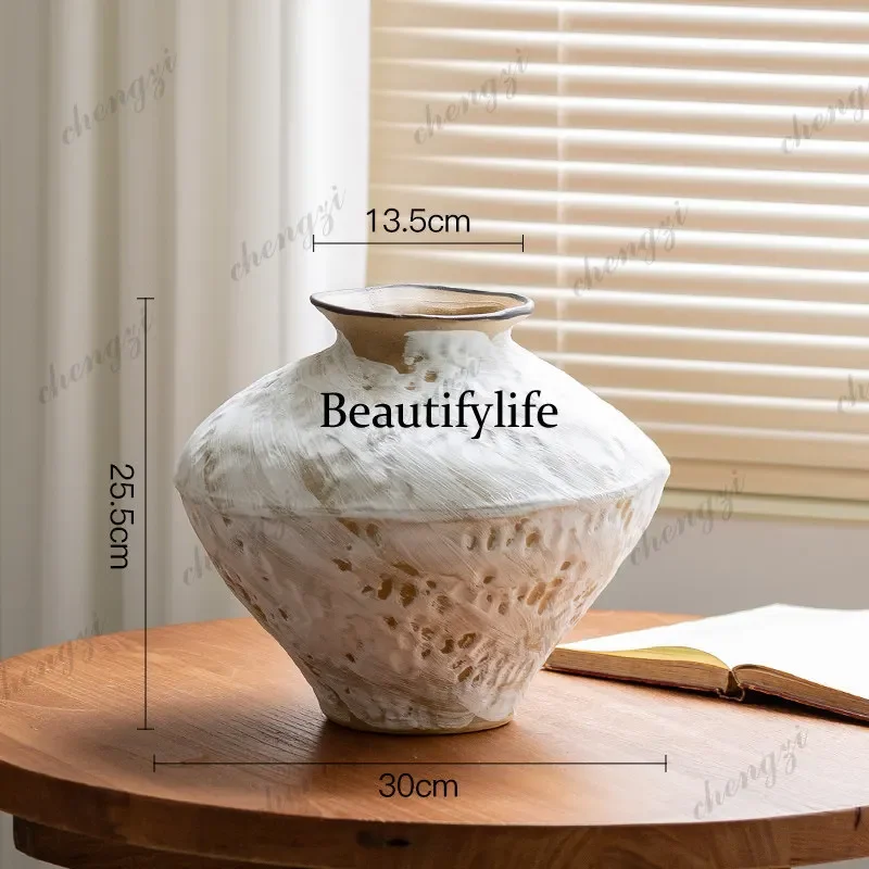 c139 Vintage Zen ceramic vase ornament, dried flower arrangement, advanced sense, wabi sabi wind, Jingdezhen flower utensils