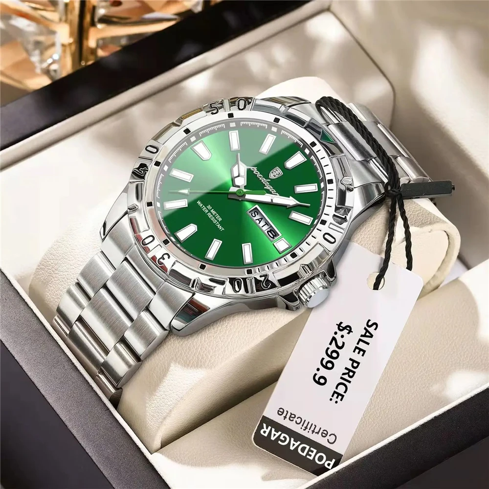 

Reloj Poedagar New Automatic Watch Men Fashion Quartz Wristwatches Green Gifts For Mens Watches For Man Luxury Tudo Por 1 Real