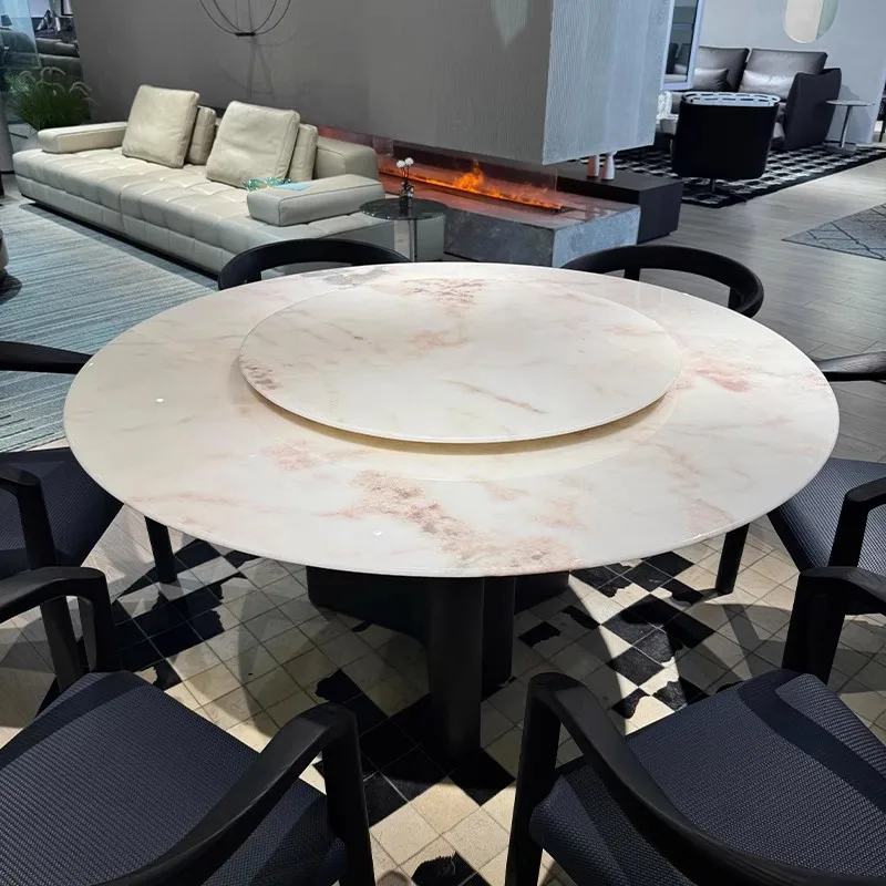 Imported rainbow luxury stone dining table designer marble dining table large round table
