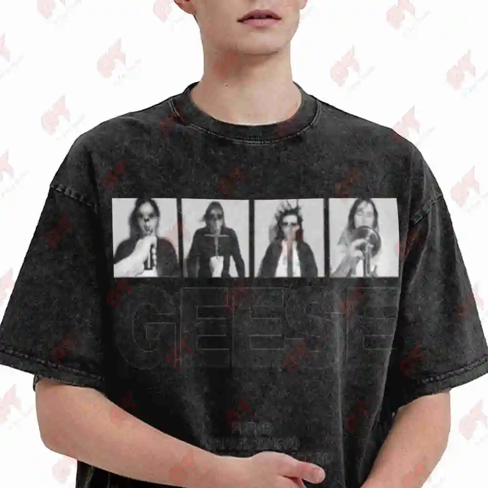 Geese Band Collection Vintage Washed Tee Pure Cotton T-Shirt