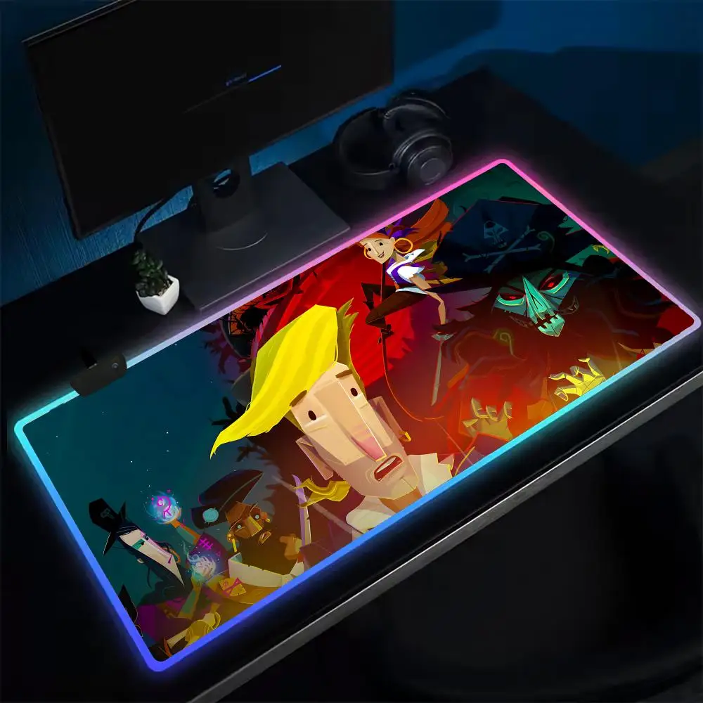 Alfombrilla de ratón M-Monkey I-Island, alfombrilla de ratón para juegos de Anime, alfombrillas de mesa LED, alfombrilla de ratón XXL de goma retroiluminada, alfombrillas de escritorio RGB