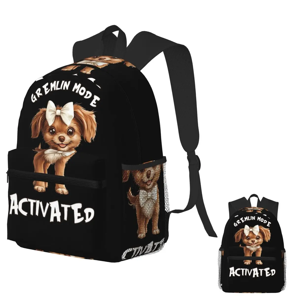 

Gremlin Mode Activated Cute Puppy Chaos Student Backpack School Bag Hiking Travel Daypack for Men Women Bookbag Shoulder Bags