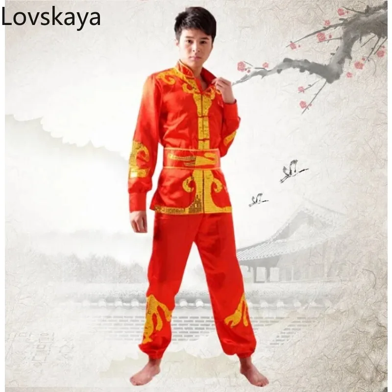 New Adult Square Dance Dress National Clothing Drumming Performance Wear Dragon Dance Dress Male