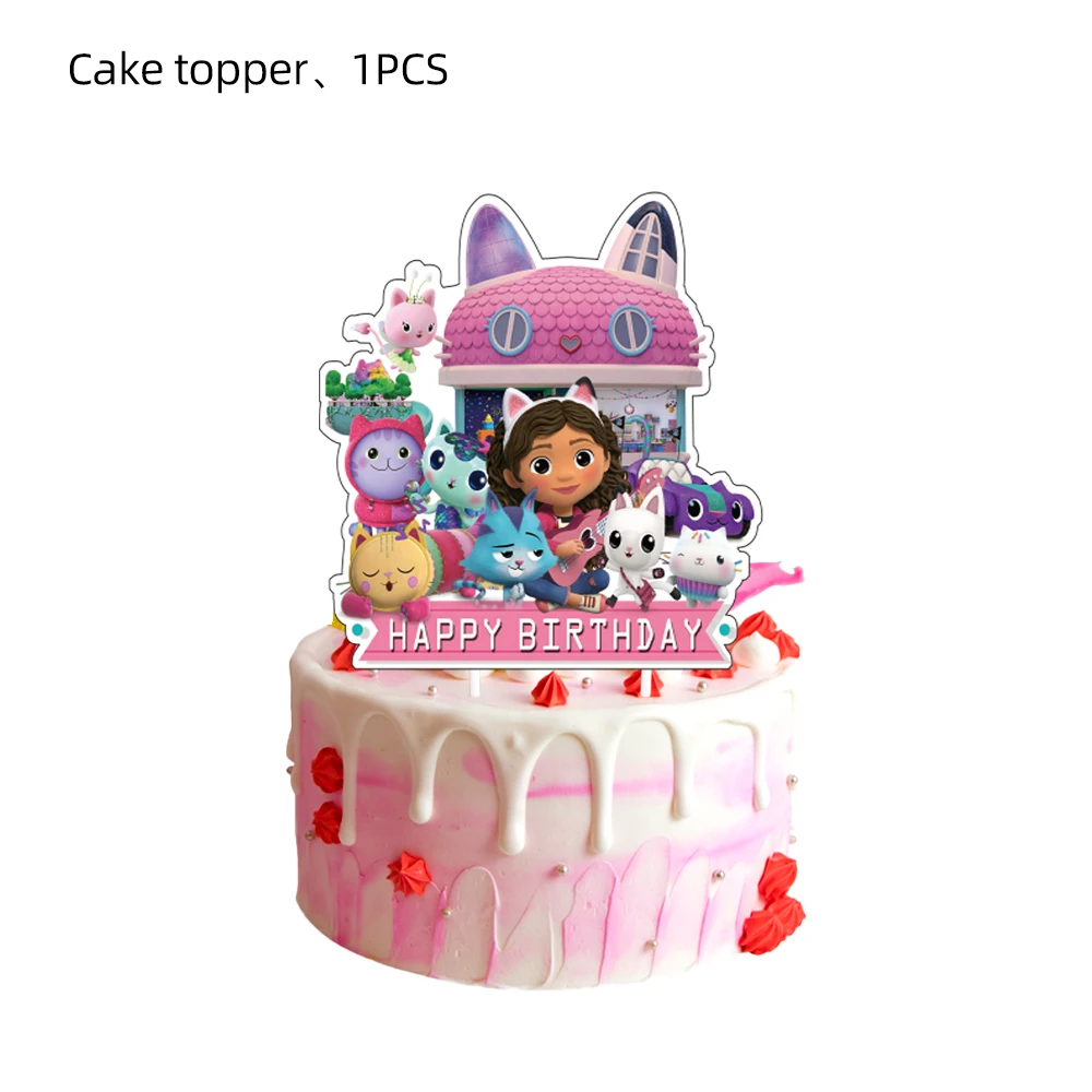 Gabby Puppenhaus-Dekorationen, Geburtstag, Katze, Partyzubehör, Luftballons, Set, Teller, Tasche, Einladungsset, Geschenk, Tischdecke, Mädchen-Themenbanner