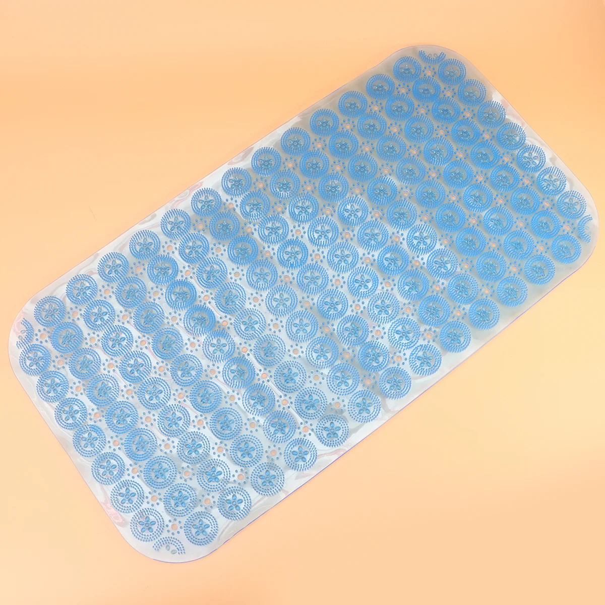 

PVC Anti-Slip Bathtub Mat Blue Strong Suction Cups Textured Surface Non Slip Comfortable Safety Small Holes Circulate Water Bath