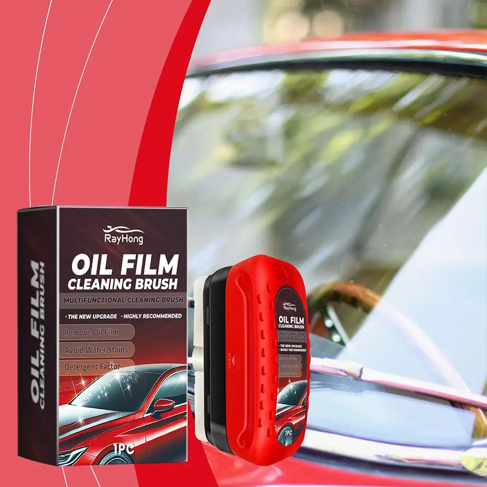 120ml Car Glass Cleaner Brush Ergonomic Automotive Glass Sponge Cleaning Brush Windshield Oil Film Cleaner Car Maintenance