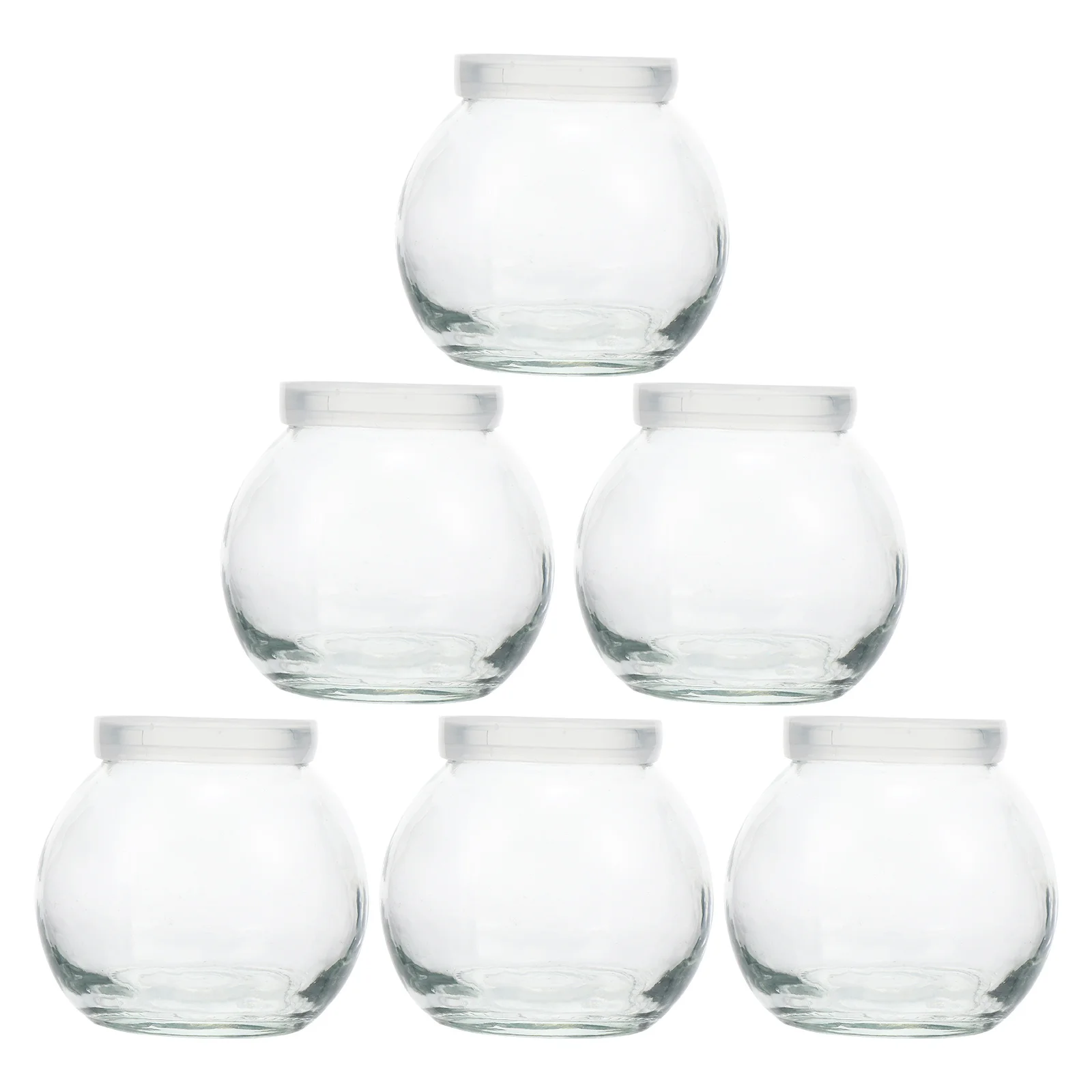 

6Pcs Glass Pudding Bottles Lids Reusable Safe Jars for Yogurt Milk Jelly Storage Snacks Camping Travel Pudding Bottles