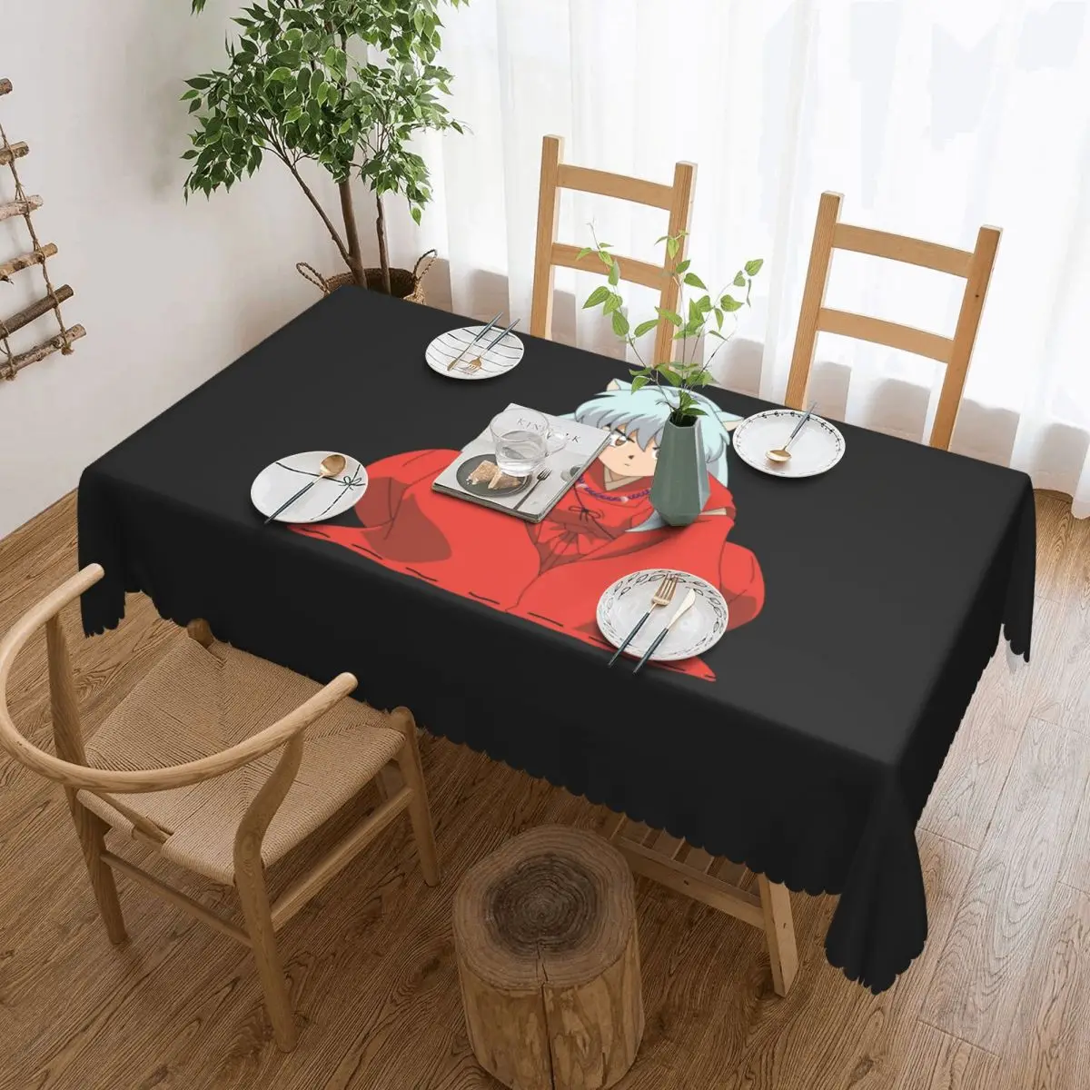 Customized Rectangular Waterproof Demon Inuyasha Table Cover Classic Japan Anime Table Cloth Tablecloth for Picnic