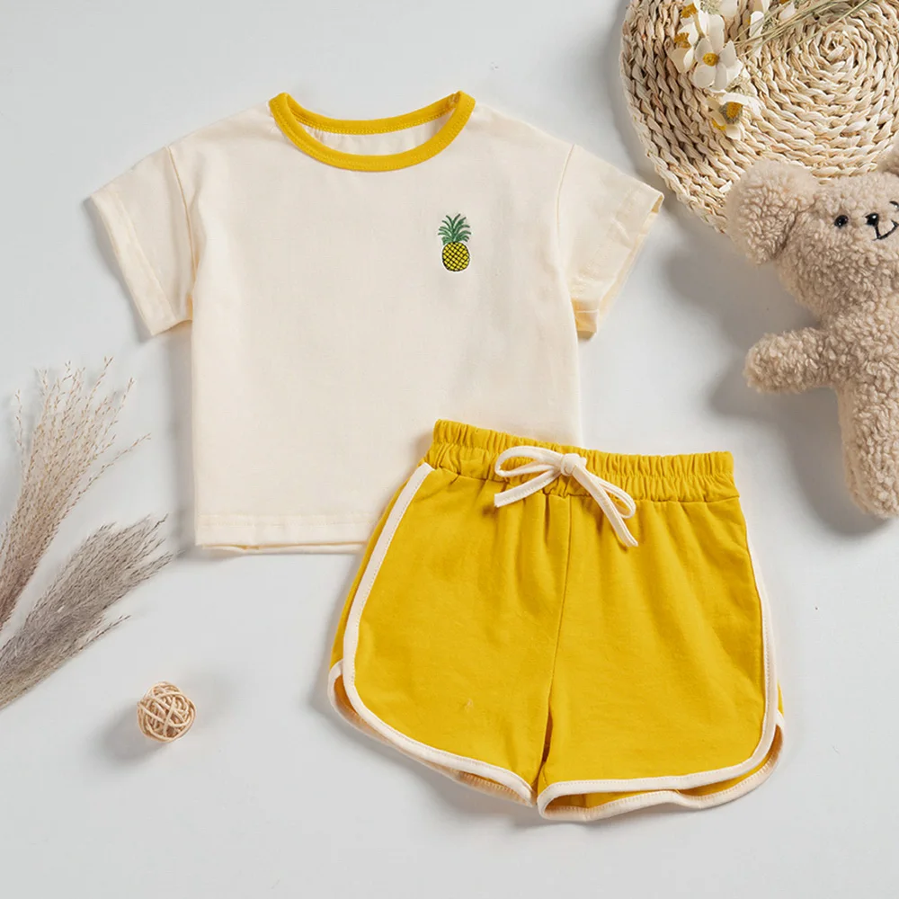 Summer Baby Suits Short Sleeve Embroidery T-shirts and Pants 2PCS Clothes Sets Bunny Toddler Boys Girls Infant Outfits