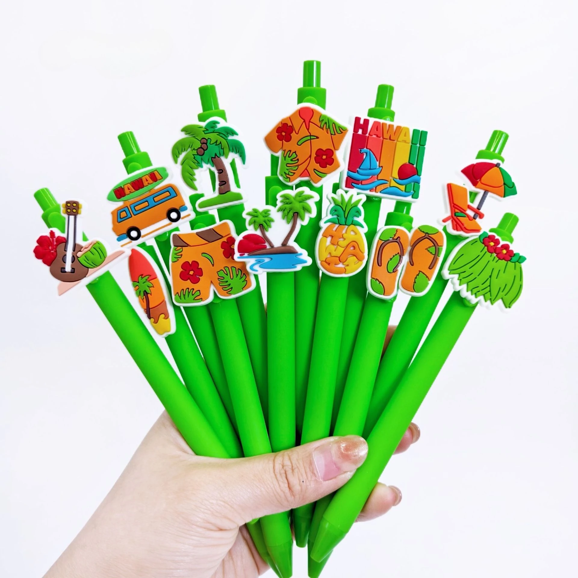 

12 Pcs Patch Ballpoint Pens Summer Pvc Soft Patch Ball Pens Black Ink Quick Drying for Students and Teachers