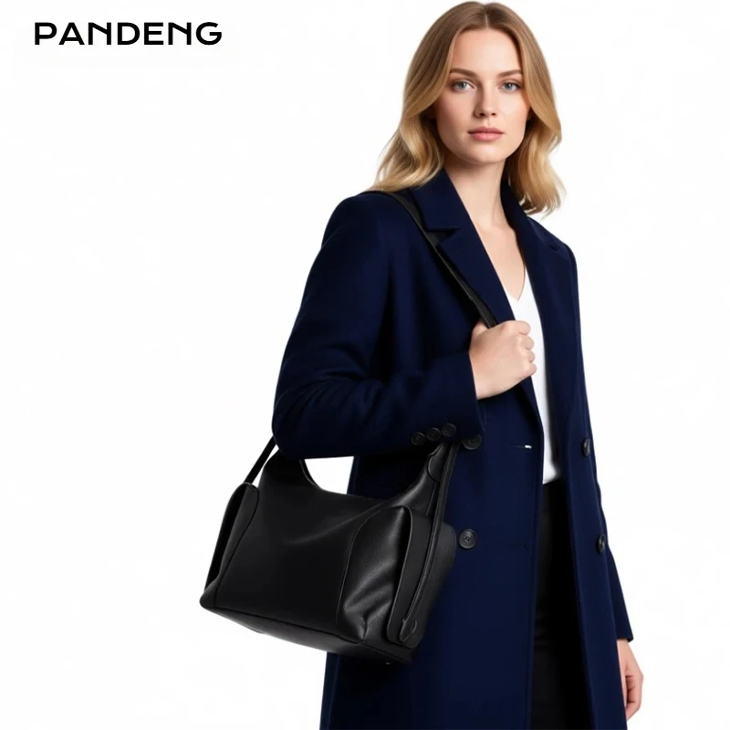 Ladies Cow Genuine Leather Luxury Designer Underarm Bags Women's Soft Cowhide Shoulder Bag Female Portable Retro Casual Handbags