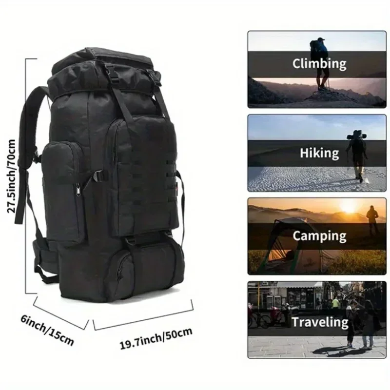 80L Hiking Bag Tactical Backpack Large Outdoor Backpack Hiking Camping Travel Bag Multifunctional Oxford Cloth Military Unisex