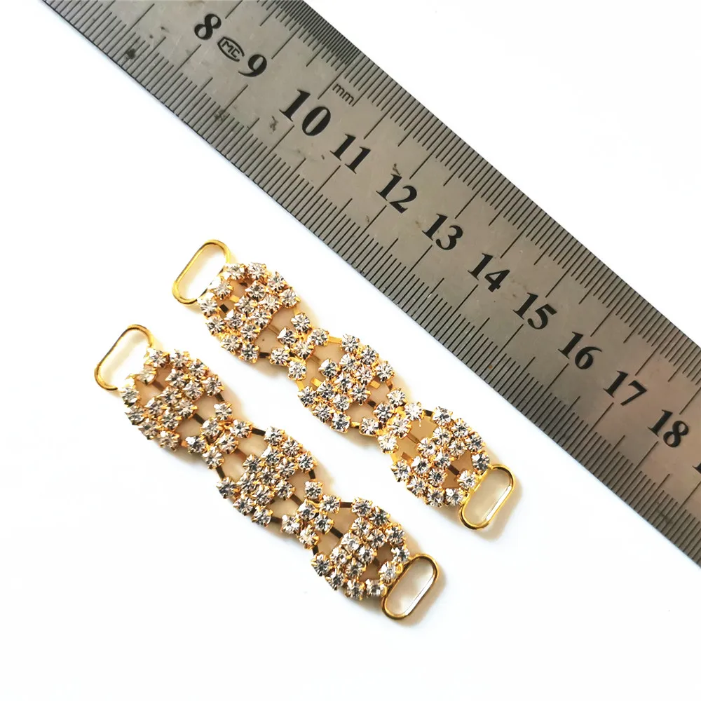 2pcs Crystal Rhinestone Golden Bikini Connectors Buckle Metal Chain For Swimming Wear Bikini Decoration 3 Style