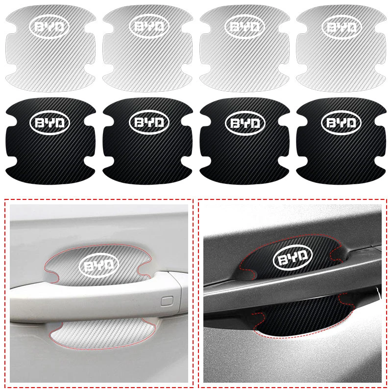 

4Pcs/Set Car Door Handle Sticker Carbon Fiber Scratches Resistant for BYD Atto 3 Seal Seagull Dolphin Act 3 Tang F3 E6 Yuan Song