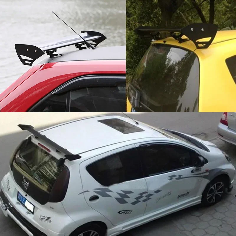 Car Racing Hatchback Spoiler GT-Style Rear Trunk Wing Tail No Perforation Required  Adjustable Aluminum