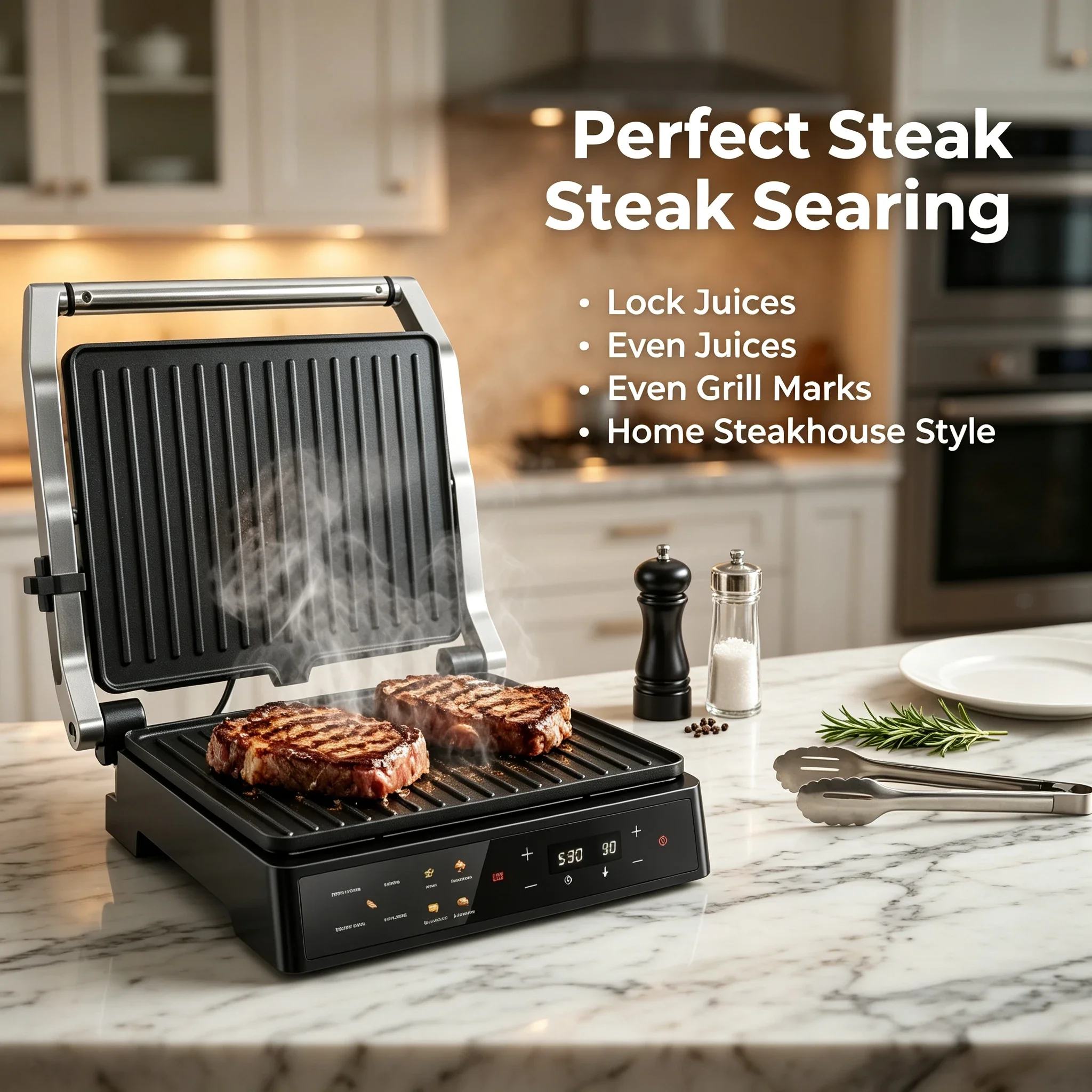 2000W EU Plug Touch Screen Temperature Control Grill Machine Steak Panini Press Flatten Breakfast Barbecue Plate