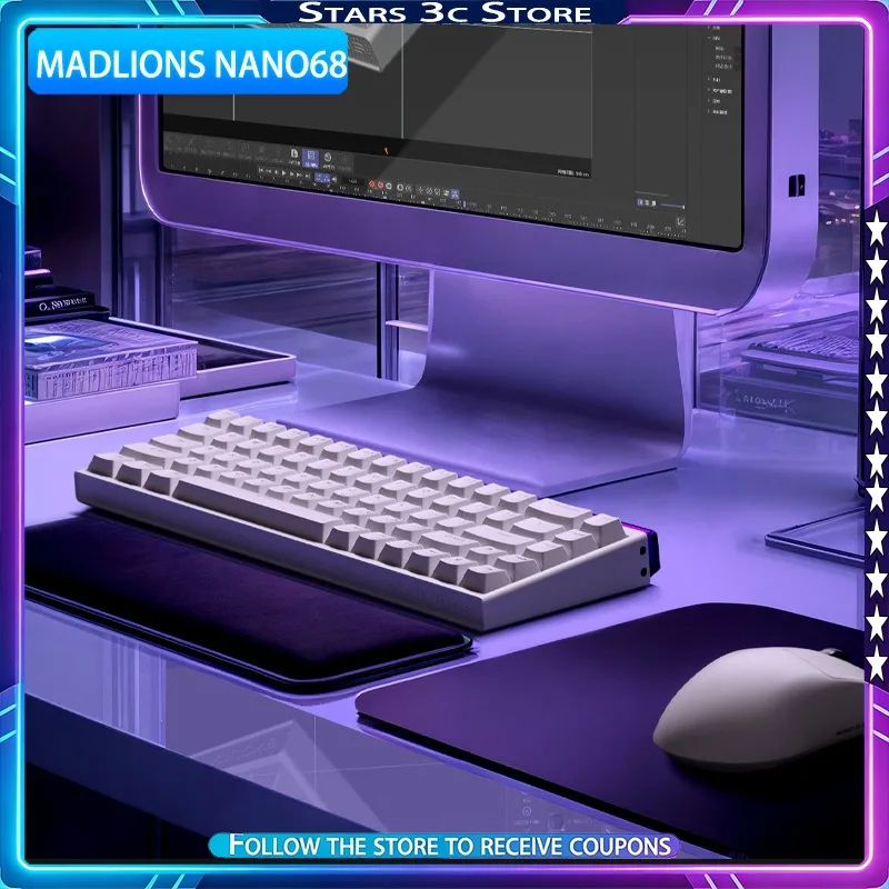 FGG MADLIONS NANO68 PRO Magnetic Axis Keyboard Personalized Top RGB High Transparency Light Box 8k Low Latency Gaming Keyboard