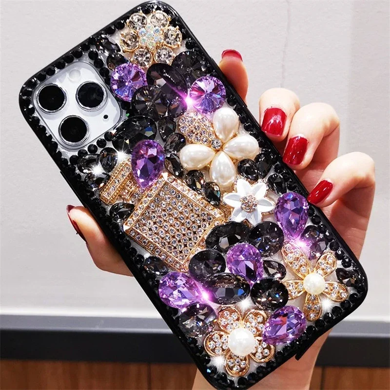 Luxury Crystal Gem Rhinestone Cases For iphone15Pro 14Plus 11 12 13Pro XS MAX XR Soft Clear Phone Cover For iphone 16 PLUS Capa