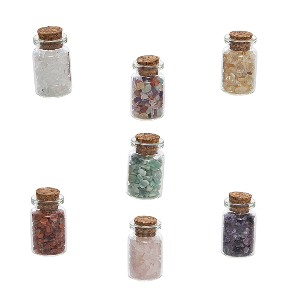 

7pcs Drift Bottle Ornaments Mini Glass Bottles Decorative Wishing Lids Cork Home Decor Storage Creative Design