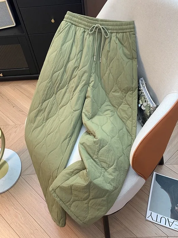 

Утепленные хлопковые брюки в японском стиле больших размеров для женщин, зимние свободные повседневные брюки с эффектом похудения, с высокой талией и широкими штанинами