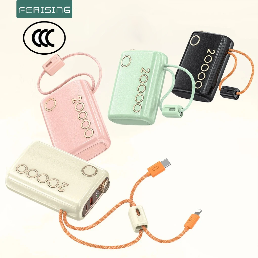 

20000mAh 66W Fast Charging Power Bank Built in Cable Hanging Portable Large Capacity CCC Certified China Standard