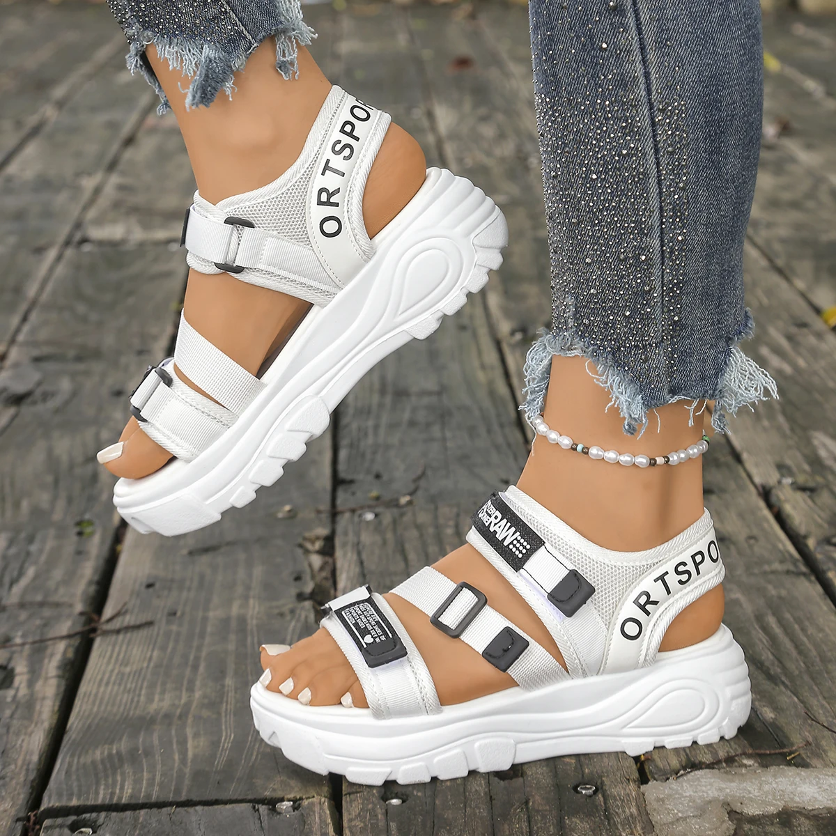 Women Sandals Casual Heightening Slope with Shoes for Women 2025 New Summer Platform Wedge Shoes High Heels Beach Sports Sandals