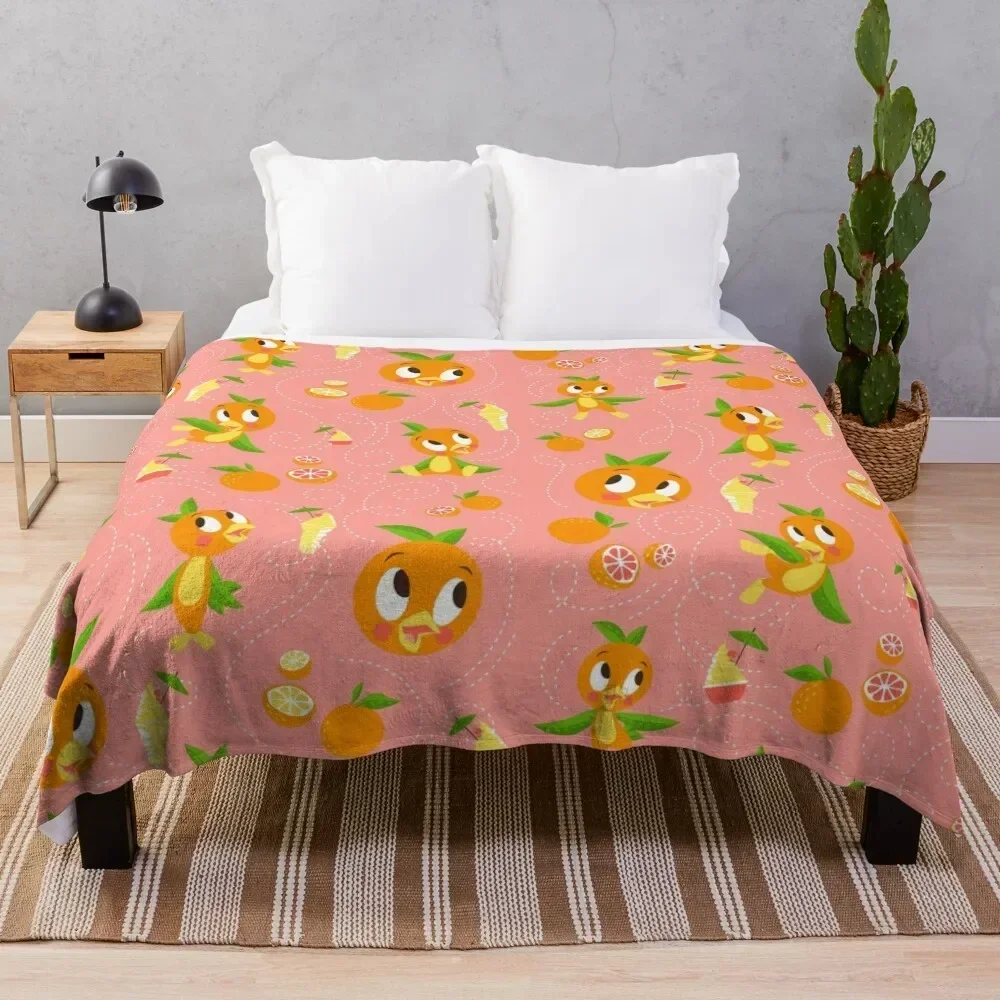 

Orange Bird with Dole whip Throw Blanket Thermal Plaid on the sofa Decorative Throw Winter beds Blankets