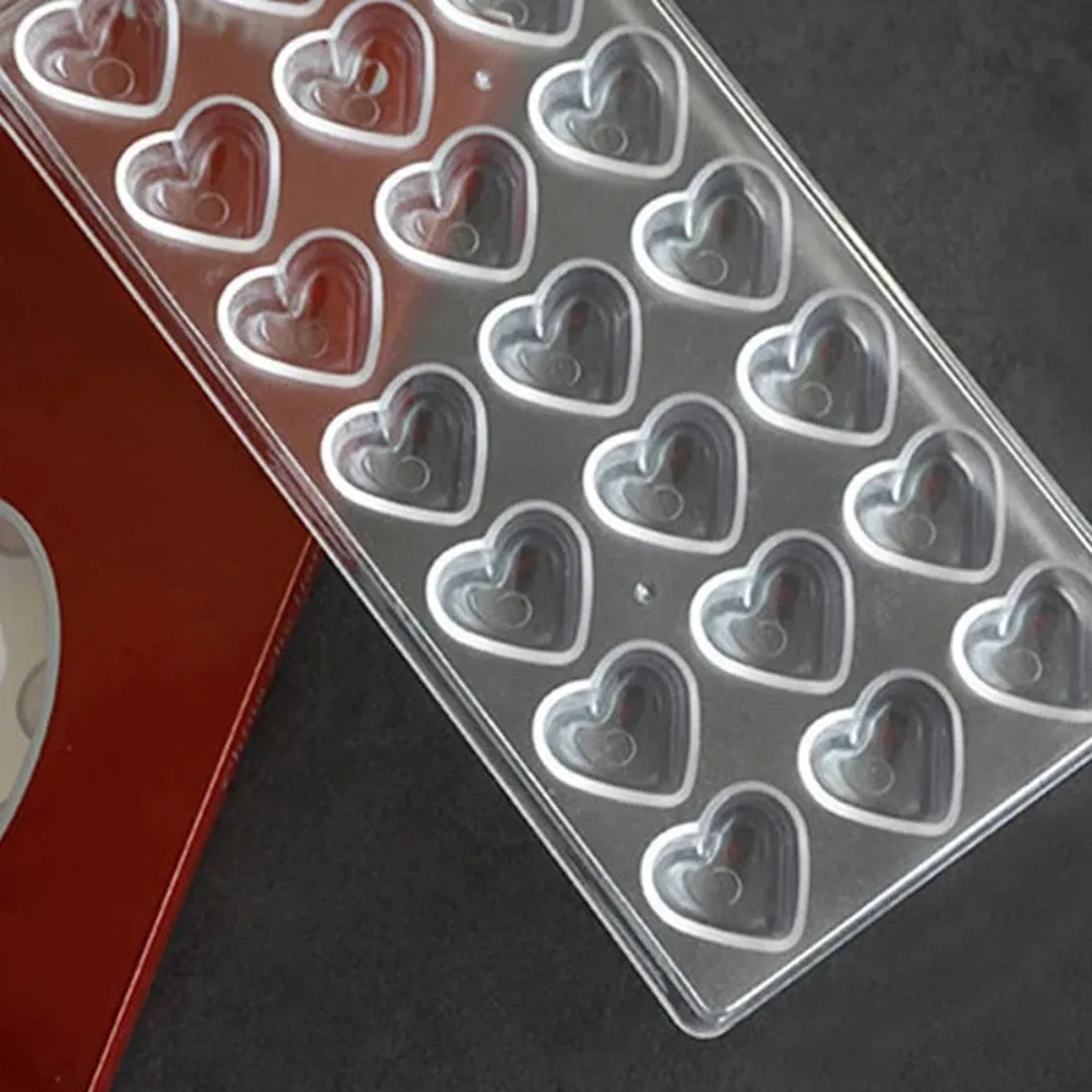 

3D форма для шоколада в форме сердца, жесткая прозрачная форма для помадки, лунного пирога, конфет, торта, профессиональные инструменты для выпечки, аксессуары для хлебобулочных изделий