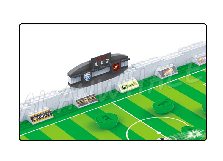 381 pçs mesa de esportes futebol grandes estádios campo kicker iluminação torres 25690 blocos de construção brinquedos compatíveis com o modelo