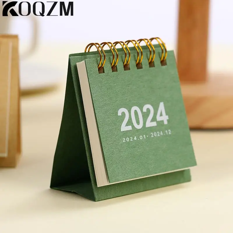 Refreshing Simple Solid Color 2024 Mini Portable Desktop Paper Calendar Creative Table Coil Calendar Office Desk Decoration