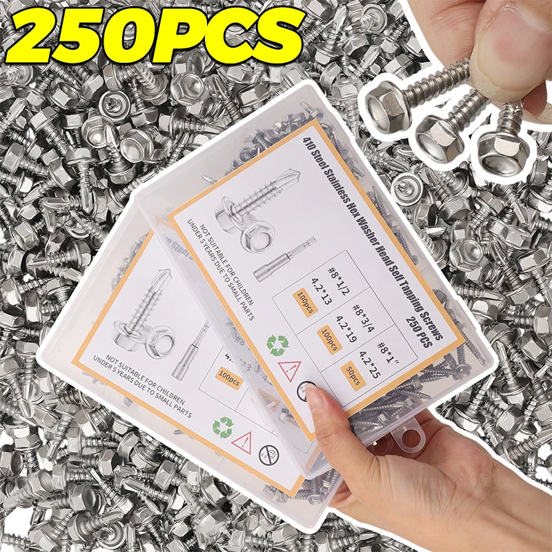 

Hex Head Self Drilling Screws 410 Stainless Steel Self-Tapping Screws External Hexagonal Socket Wrench Drill Screw Fasteners