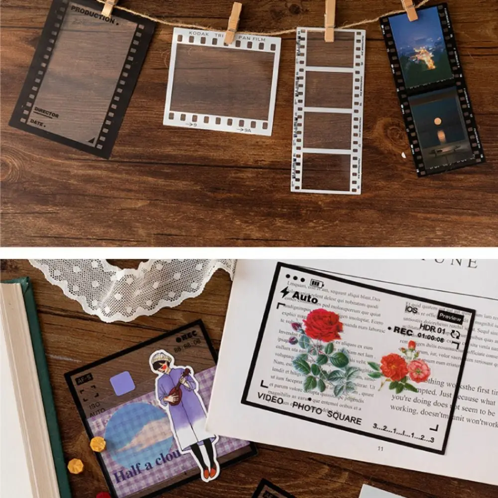 High Quality Frame Museum Series Photo Film Frame Vintage PET Sticker Package Transparent 15 Sheets Album Scrapbooking