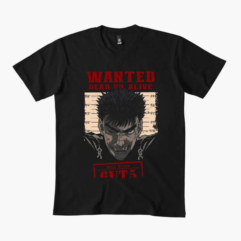 

0325 Guts Berserk Japanese Anime Gift t shirt 100% cotton print clothing Swordsman Manga Graphic Tee Y2K clothes Large size Tops