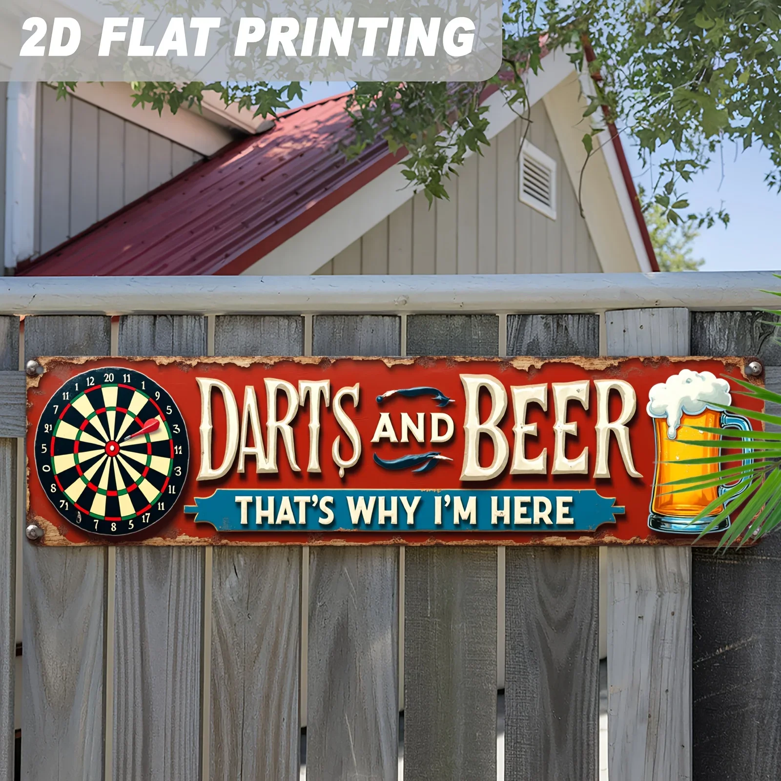 CIFbuy Vintage Darts And Beer Aluminum Wall Art Waterproof Wear Resistant Game Room Man Cave Home Bar Decor Gift