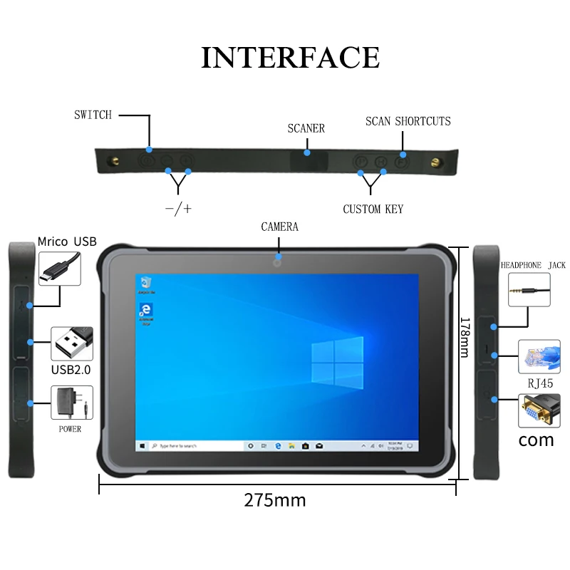 Tablet Industri Android Kasar 8 10 Inci Panel Layar Sentuh PC Windows OS Memori 4GB GPS WIFI USB Tahan Air 3G