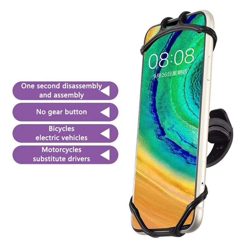 Support de téléphone portable rotatif résistant à 360 degrés pour vélo, support en silicone pour véhicule électrique, support de navigation du pilote, 1PC