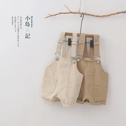 Casual Baby Boy Solid Denim Overalls 2 Pocket Design Toddler Jeans Suspender Pants Infant Girls Jumpsuit Korean Child Clothes