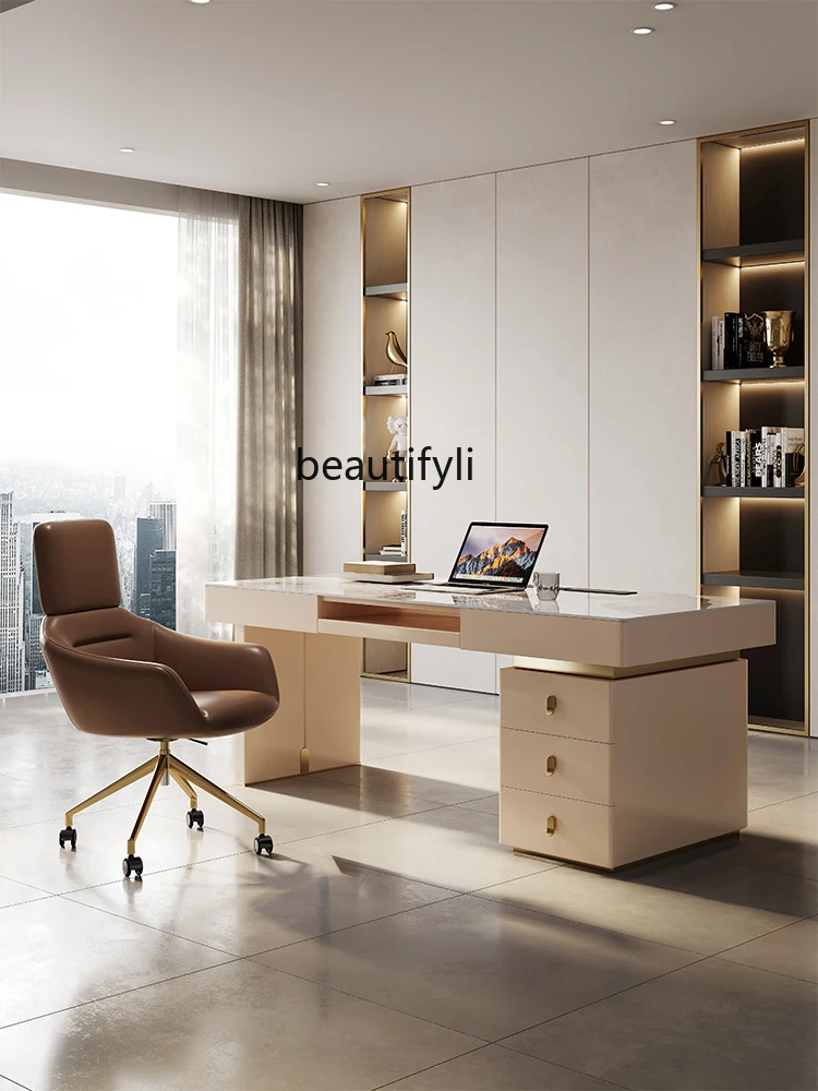 Simples Minimalista Italiano Moderno Mesa, Acessível Estilo Luxo, Escritório, Mesa do Computador, Placa de Pedra