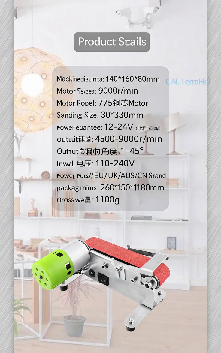 Mini Electric Belt Sander Polisher for DIY Knife Sharpening, Bench Grinder with Sharpening Wheel