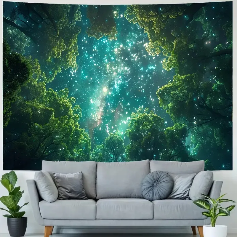 VIKAMA Eleganter Weihnachtsbaum Wandteppich Wohnzimmer Schlafzimmer Büro Winter Wunderland Festival Wanddekoration Wandteppich