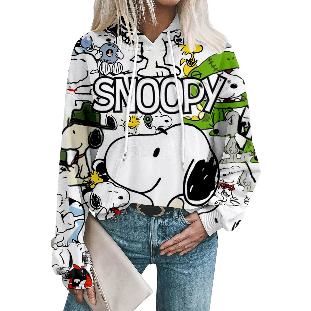 Elegante snoopy impressão hoodie moda feminina oversized hoodies moletom feminino suores casaco pulôver sudaderas ﻿