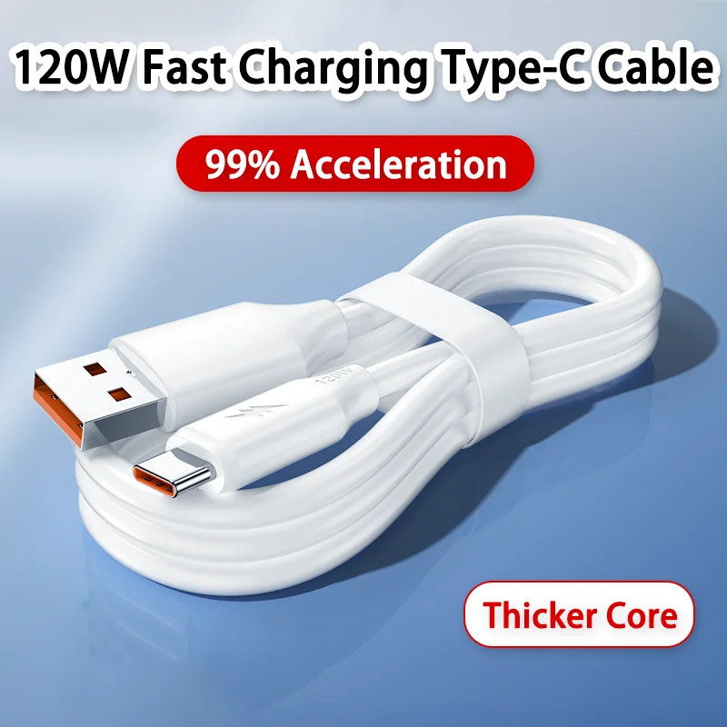 120W Fast Charging Type C Cable USB C Cable for Samsung Xiaomi Redmi Huawei Honor Cell Phone Charger Charging Cord