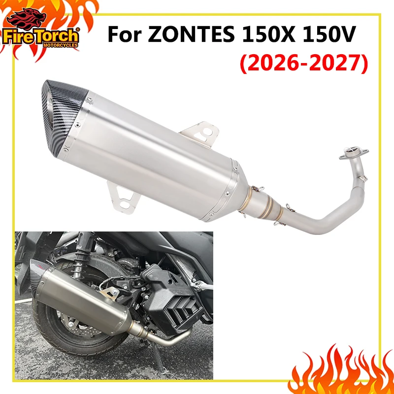 

Slip On For ZONTES 150X 150V 2026 2027 Motorcycle Full Exhaust Systems Front Middle Link Pipe Escape Muffler Removable DB Killer