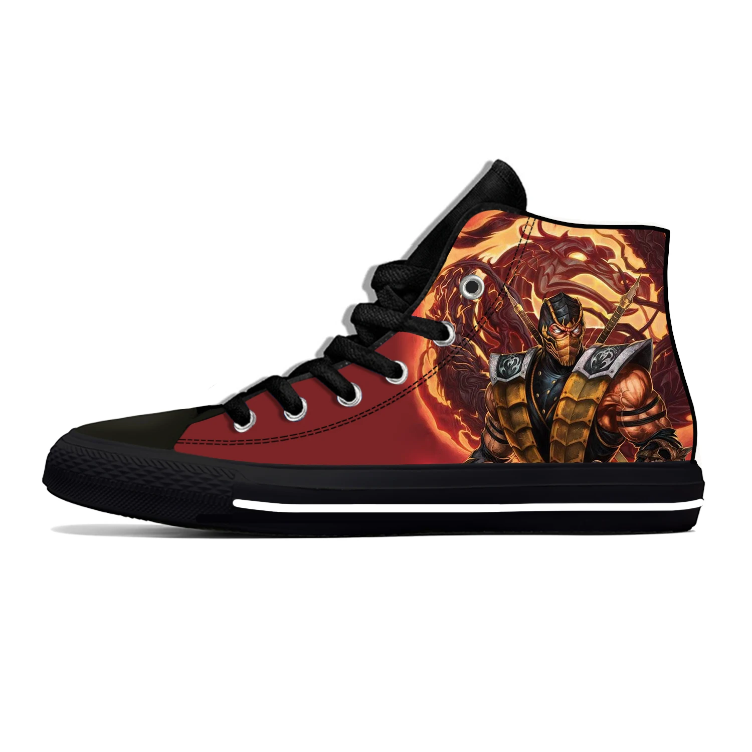 Hot Mortal Kombat Game Scorpion Fashion Classic Casual Shoes High Top Lightweight Breathable Men Women Sneakers Cool Board Shoes