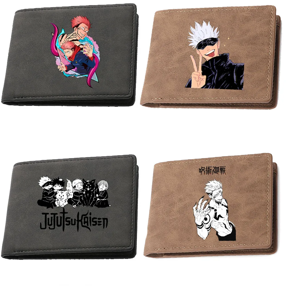 Jujutsu-kaisen-cartera de Anime para hombre, tarjetero, billetera para fotos, Clips para dinero, tarjetas de identificación, monedero para tarjetas