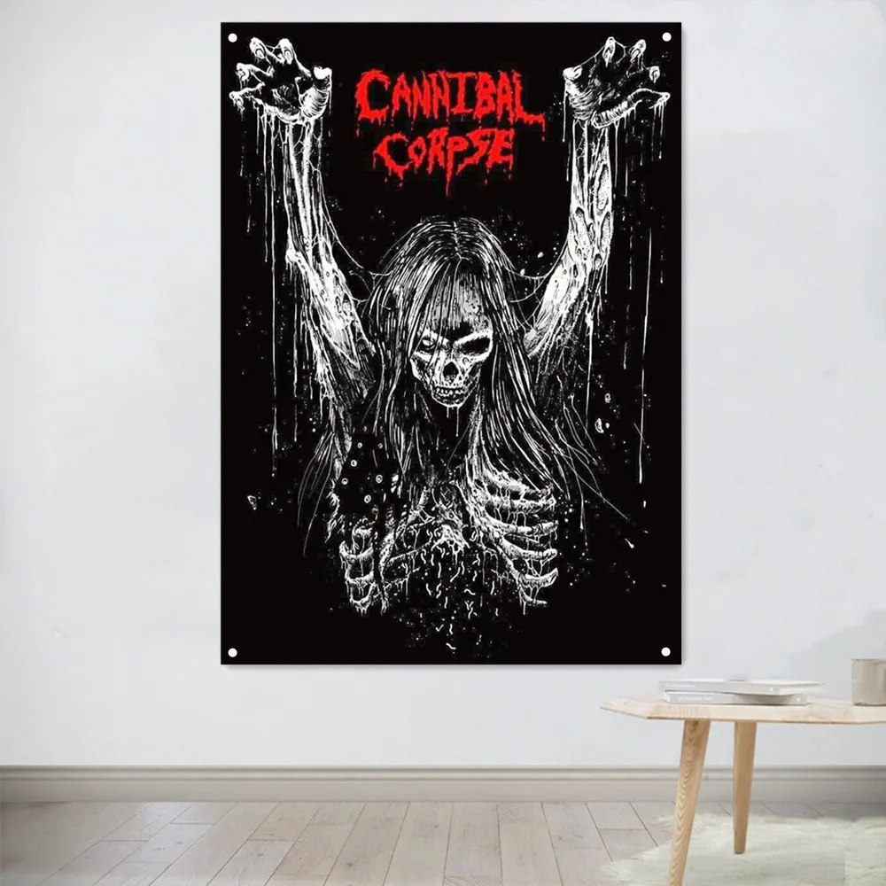 CANNIBAL CORPSE Death Art Flag Wall Art Tapestry Rock Music Poster Canvas Painting Banner Wall Decor For Home Bedroom Man Cave