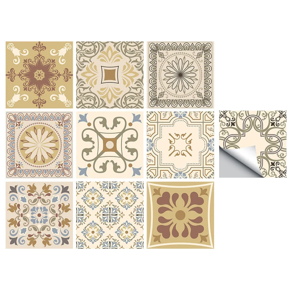 10*Floor Tile Stickers Brick Pattern Frosted Waterproof PVC 10*10*15cm For Kitchen Wall Renovation Home Decoration Accessories