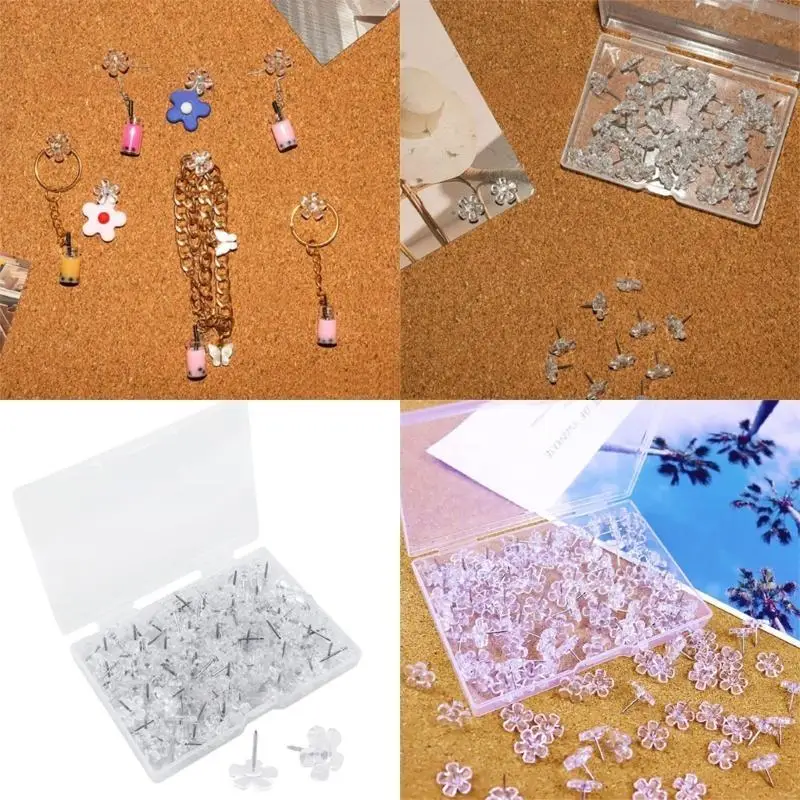 Y5LB 100 ชิ้นดอกไม้-หัวQuilting Pinsสำหรับเย็บผ้า,ดอกไม้PUSH Pins