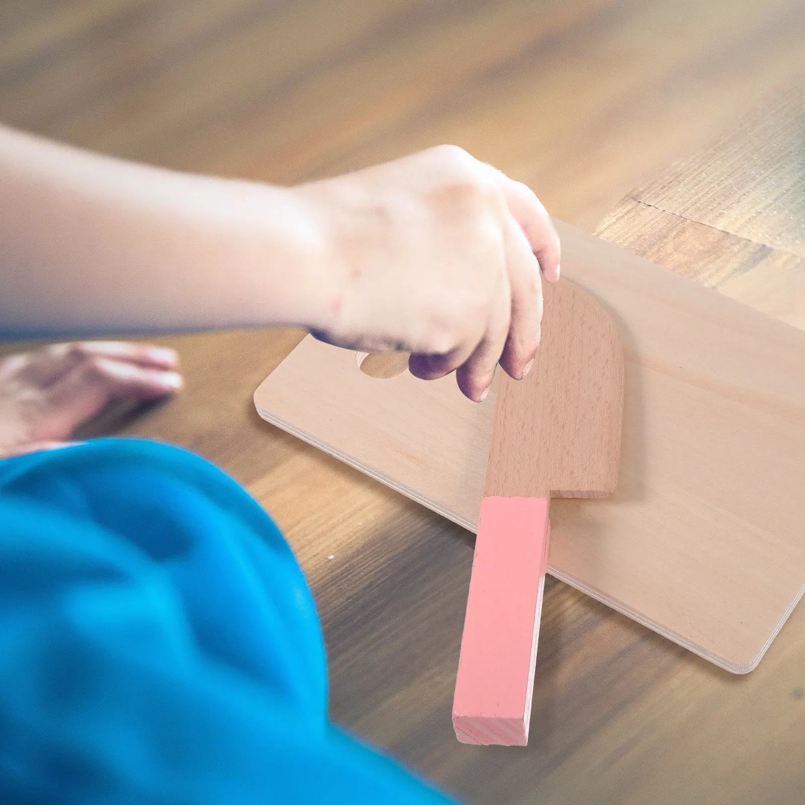 

1Set Realistic Wooden Cutting Board and Cutter Set Kids Safe Lightweight Small Size Parent Child Interactive Cooking Game